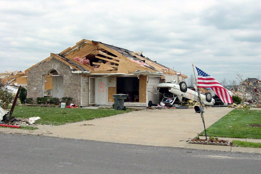 House destruction after a tornado