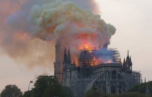 Notre Dame on fire