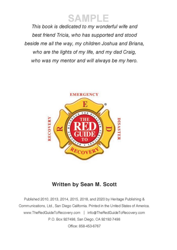The Red Guide to Recovery (Disaster Recovery): National Book Sample: Dedication by Sean M. Scott