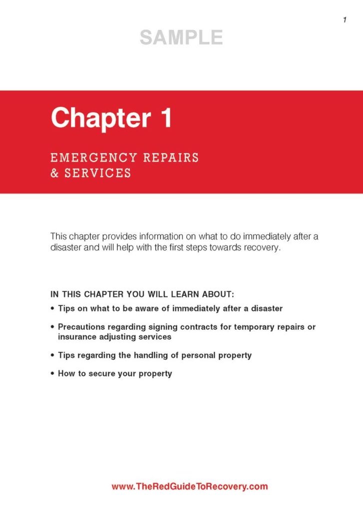 The Red Guide to Recovery (Disaster Recovery): National Book Sample: Chapter 1: Emergency Repairs and Services