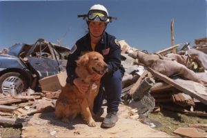 Oklahoma, May 4, 1999 -- Urban Search and Rescue teams worked to recover missing persons after the devastating tornado. Thirty eight people were killed in Oklahoma and over 1,500 houses were destroyed. Photo by Andrea Booher/ FEMA News Photo