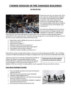 Cyanide Residues in Fire Damaged Buildings: Cover Page